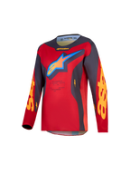 Alpinestars Jeugd Fluid Hunt jersey 2027, motocrossjersey voor kinderen, rood en grijs, vochtafvoerend polyfabric.