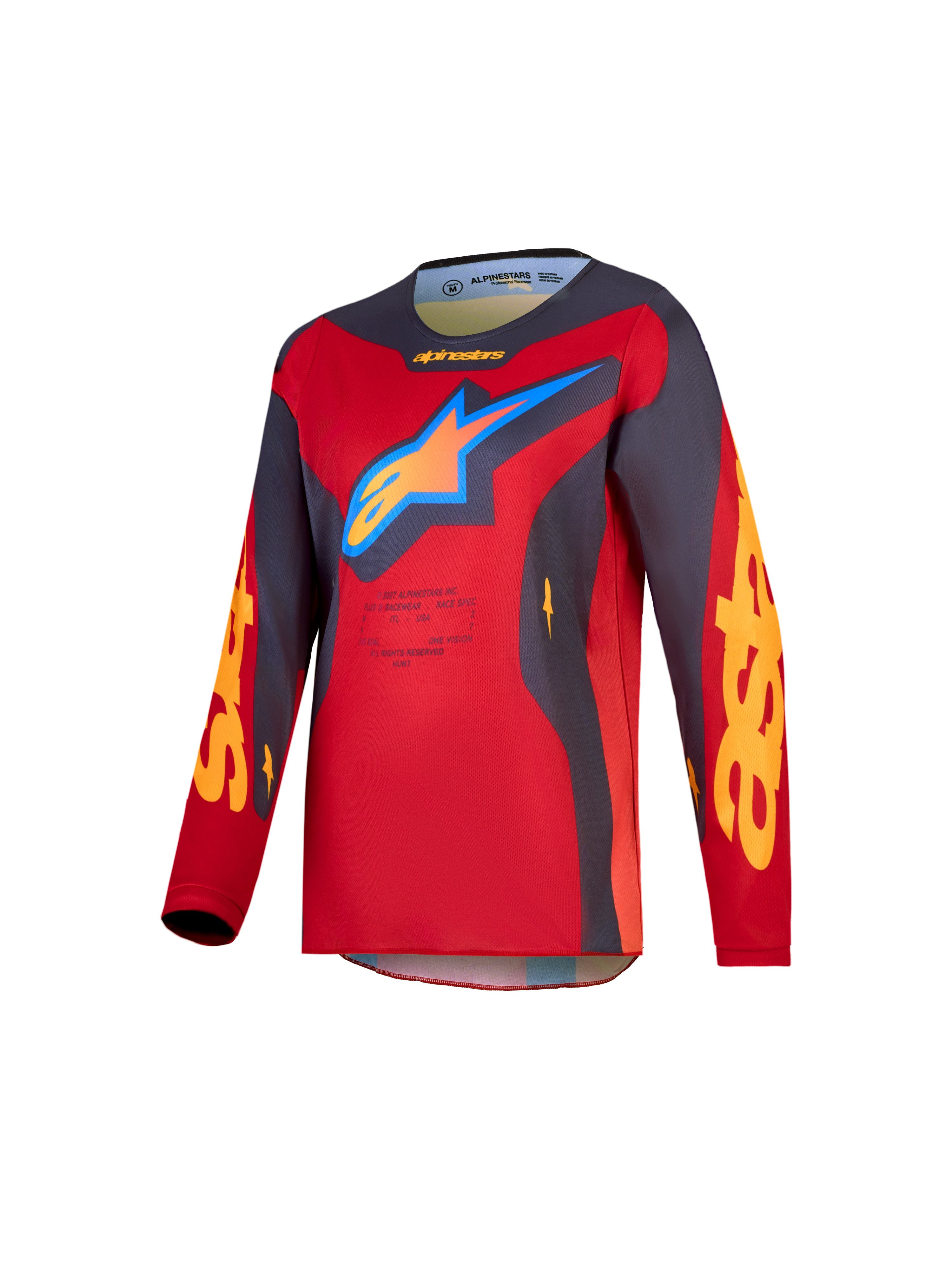 Alpinestars Jeugd Fluid Hunt jersey 2027, motocrossjersey voor kinderen, rood en grijs, vochtafvoerend polyfabric.