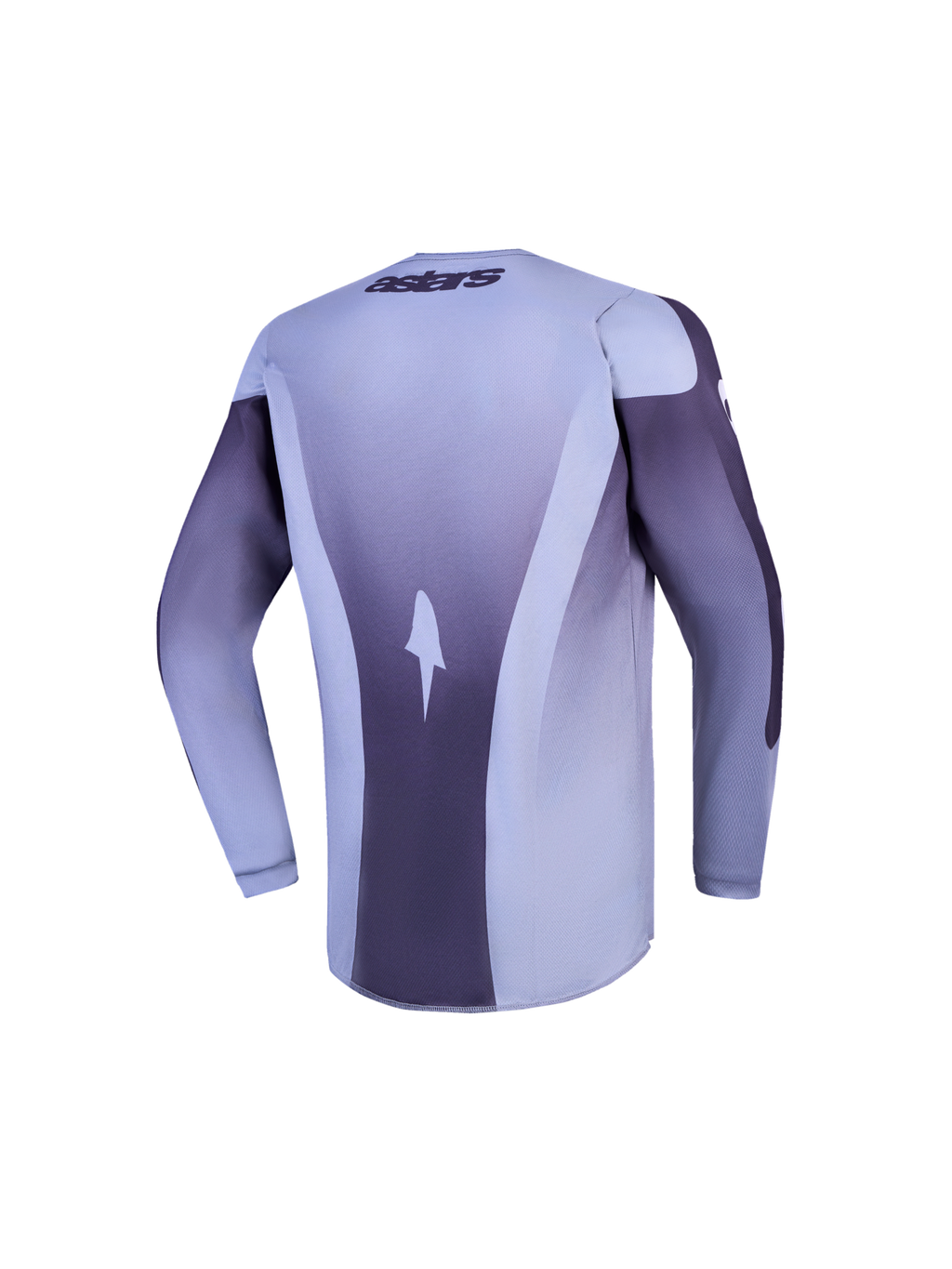 Alpinestars jeugd Fluid Amber jersey, motorcrossjersey met lange mouwen, grijs en paars, achteraanzicht.