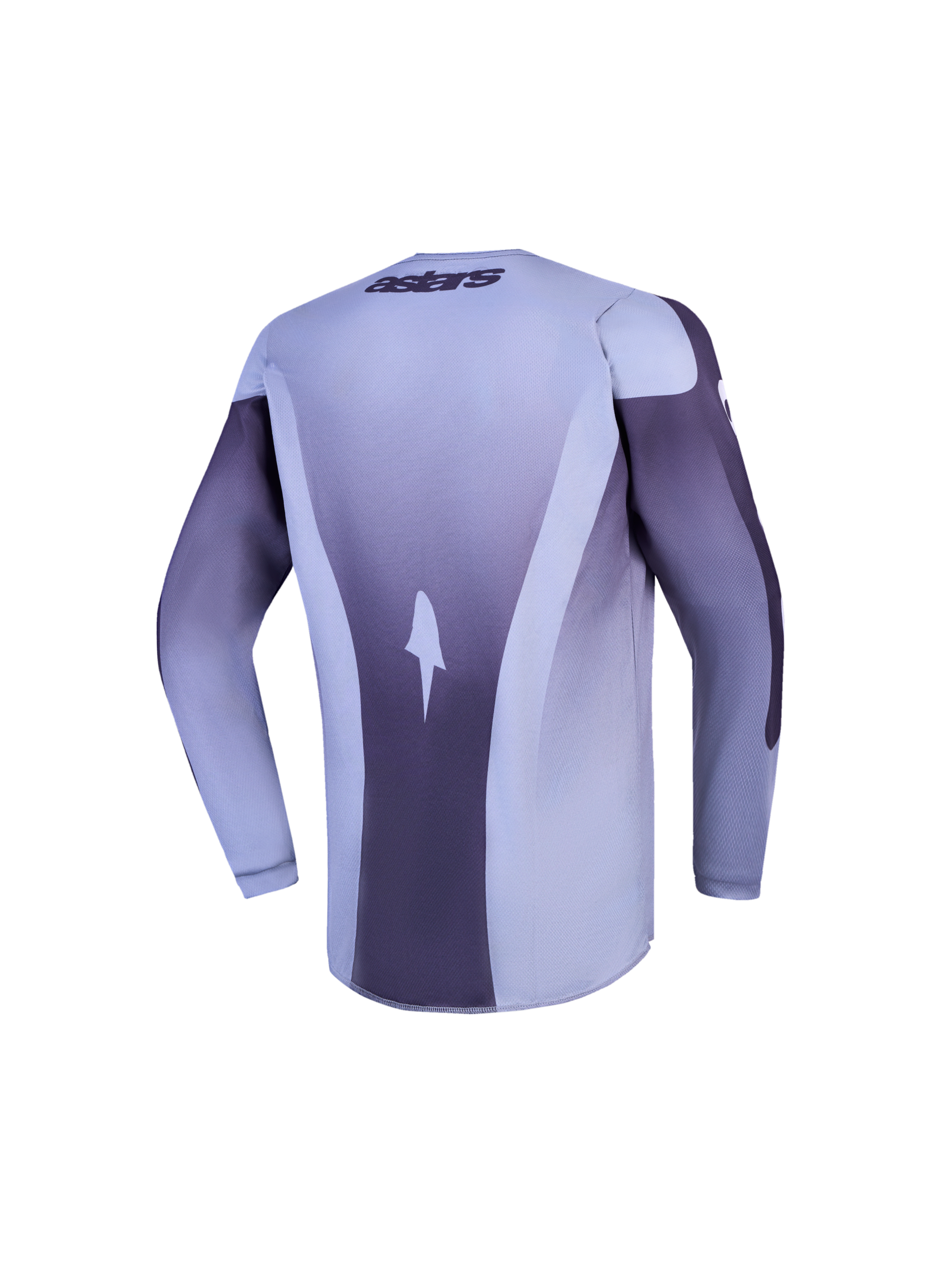 Alpinestars jeugd Fluid Amber jersey, motorcrossjersey met lange mouwen, grijs en paars, achteraanzicht.