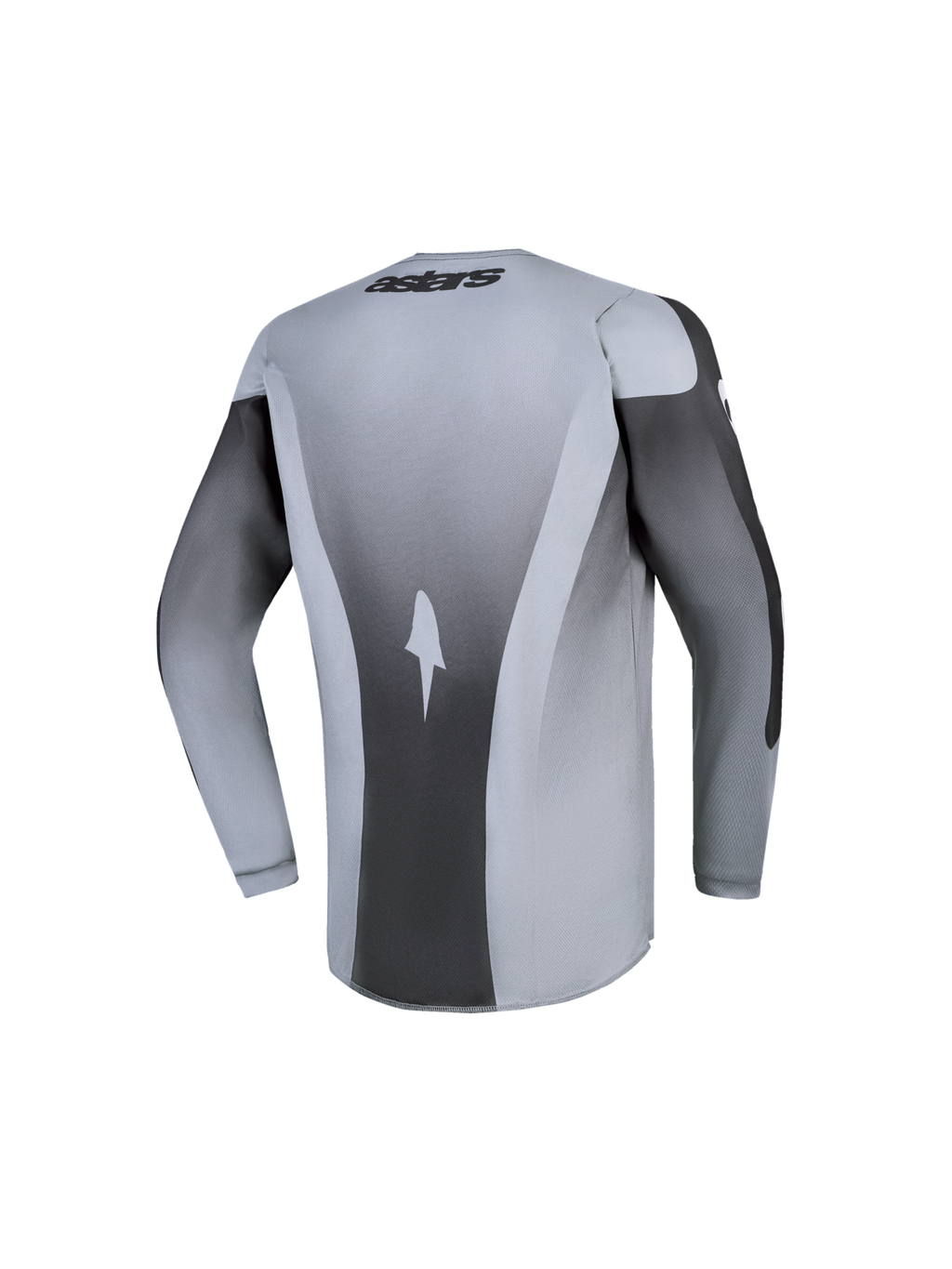Alpinestars Jeugd Fluid Amber Jersey 2027, achteraanzicht van grijze en zwarte motorcrossjersey van ademend polyfabric.