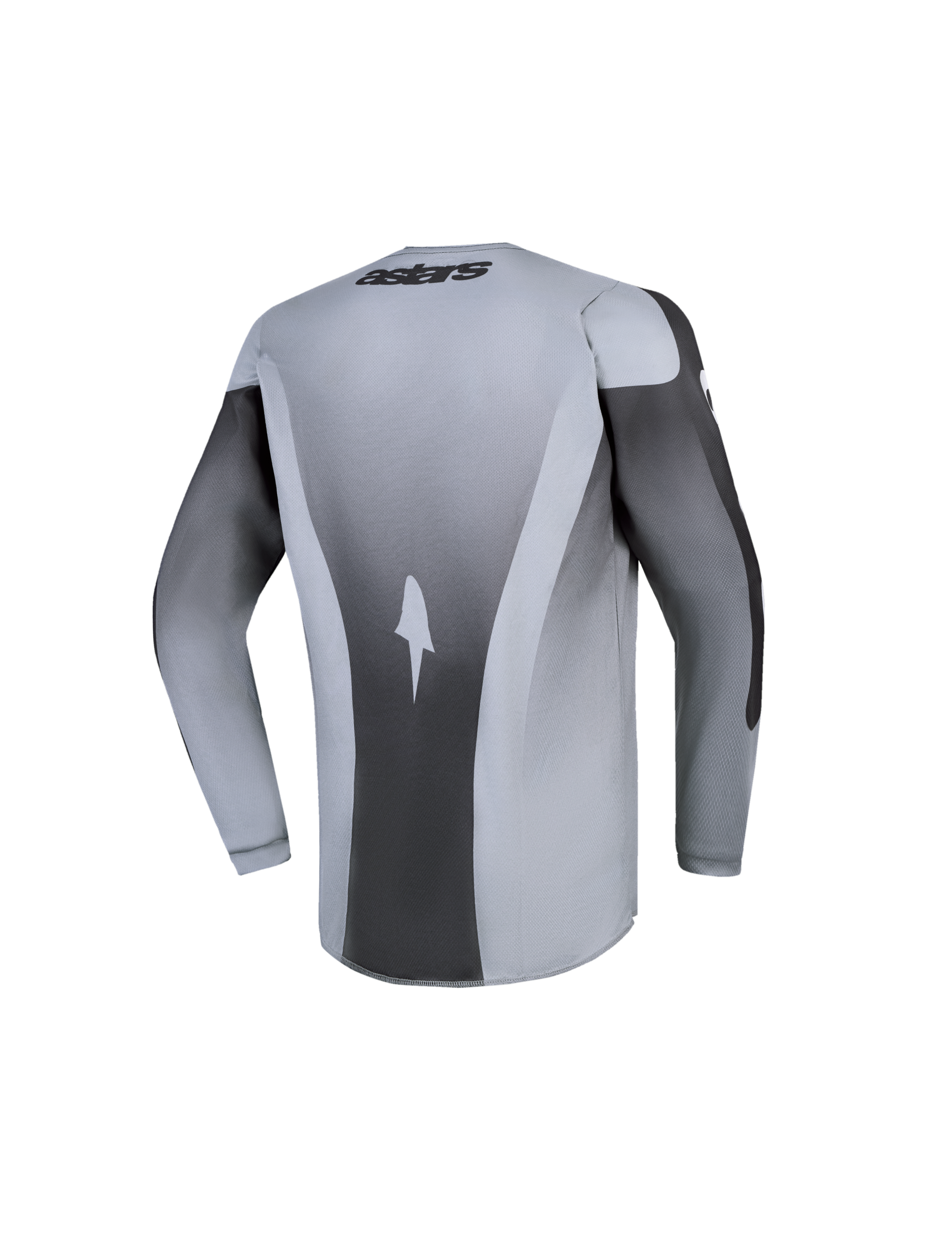 Alpinestars Jeugd Fluid Amber Jersey 2027, achteraanzicht van grijze en zwarte motorcrossjersey van ademend polyfabric.