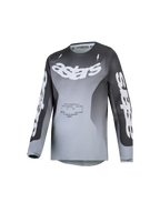 Alpinestars Jeugd Fluid Amber Jersey 2027, grijze en witte motocrossjersey met kleurverloop en vochtafvoerende polyfabric