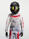 Alpinestars Jeugd Fluid Lone Jersey 2027, grijs camouflage en vuurrood, motorcross-jersey, ademende textielconstructie.