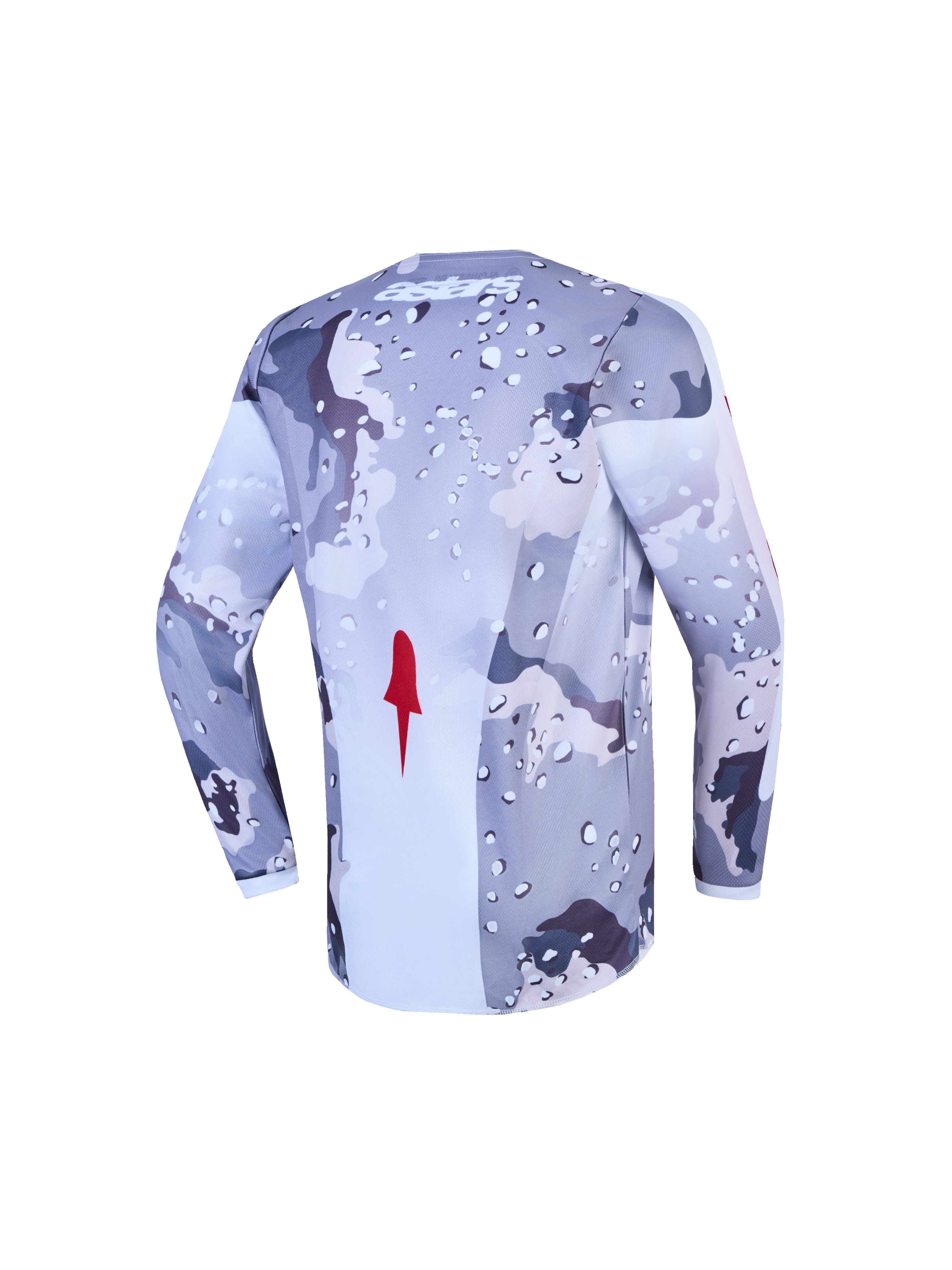 Alpinestars Jeugd Fluid Lone Jersey, motorcross-top voor kinderen in grijs camo en wit, ademend vochtafvoerend polyfabric.