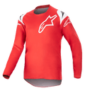 Alpinestars Youth 2023 Racer Narin Jersey, motocross jersey, Mars rood en wit, met een groot wit sterlogo op de borst en schouderaccenten, lichtgewicht performance-stof met lange mouwen voor off-road racen