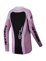 Alpinestars 2025 Stella Techstar Melt Jersey voor dames, motocross shirt, Blush Black, achteraanzicht met een groot zwart paneel met een wit sterlogo, lange mouwen met zwarte merknaam, hoogwaardige off-road kleding voor dames