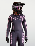 Alpinestars Stella Fluid Apex V2 Jersey, dames motorcross jersey, grijs en roze, ergonomische atletische pasvorm voor off-road rijden.