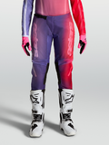 Alpinestars Stella Fluid Kepler broek 2027, dames motorcrossbroek, paars en rood, versterkte knieën voor off-road rijden.