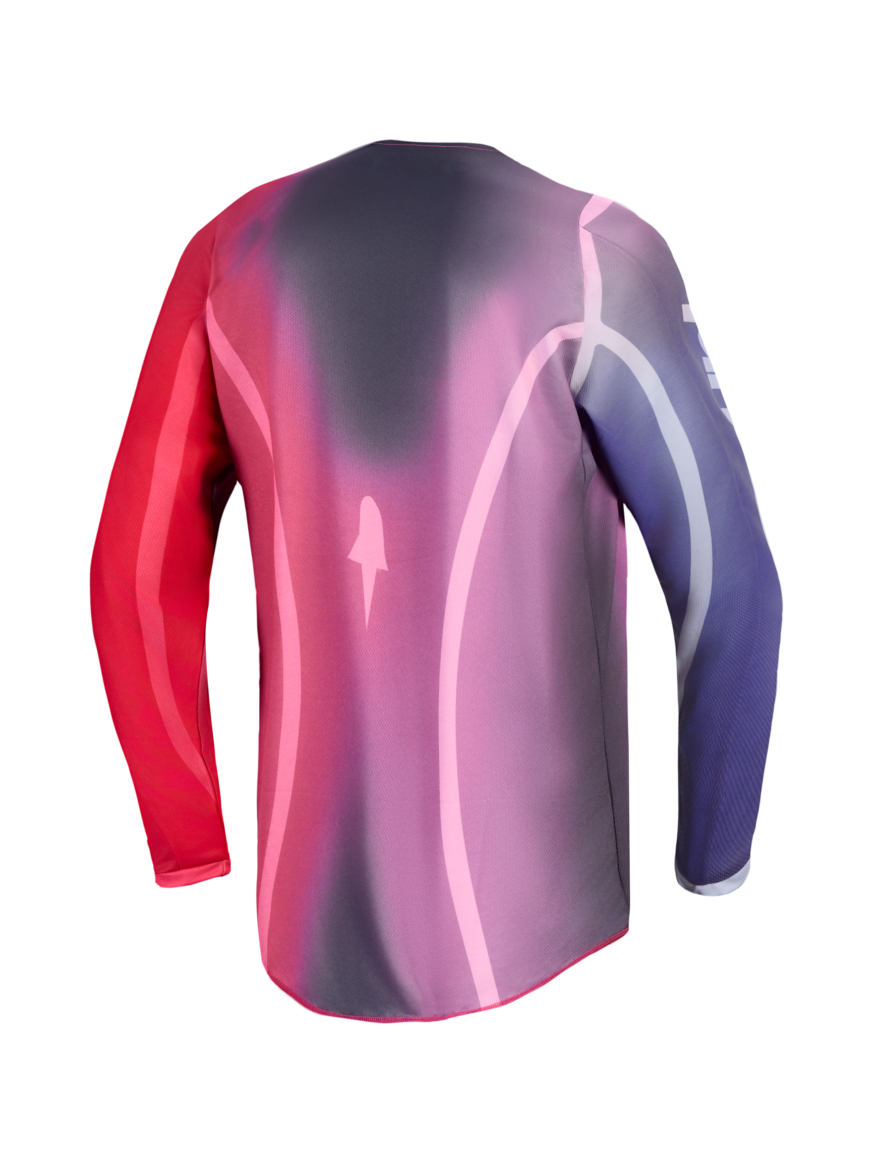 Alpinestars Stella Fluid Kepler Jersey, Women's Motocross Jersey, Purple and Rouge Red, lightweight moisture-wicking polyfabric with an extended rear hem for off-road riding.