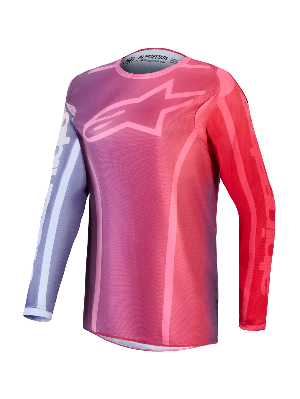 Alpinestars Stella Fluid Kepler Jersey and Gear Set, women's purple and red motocross jersey with a chest star logo.
