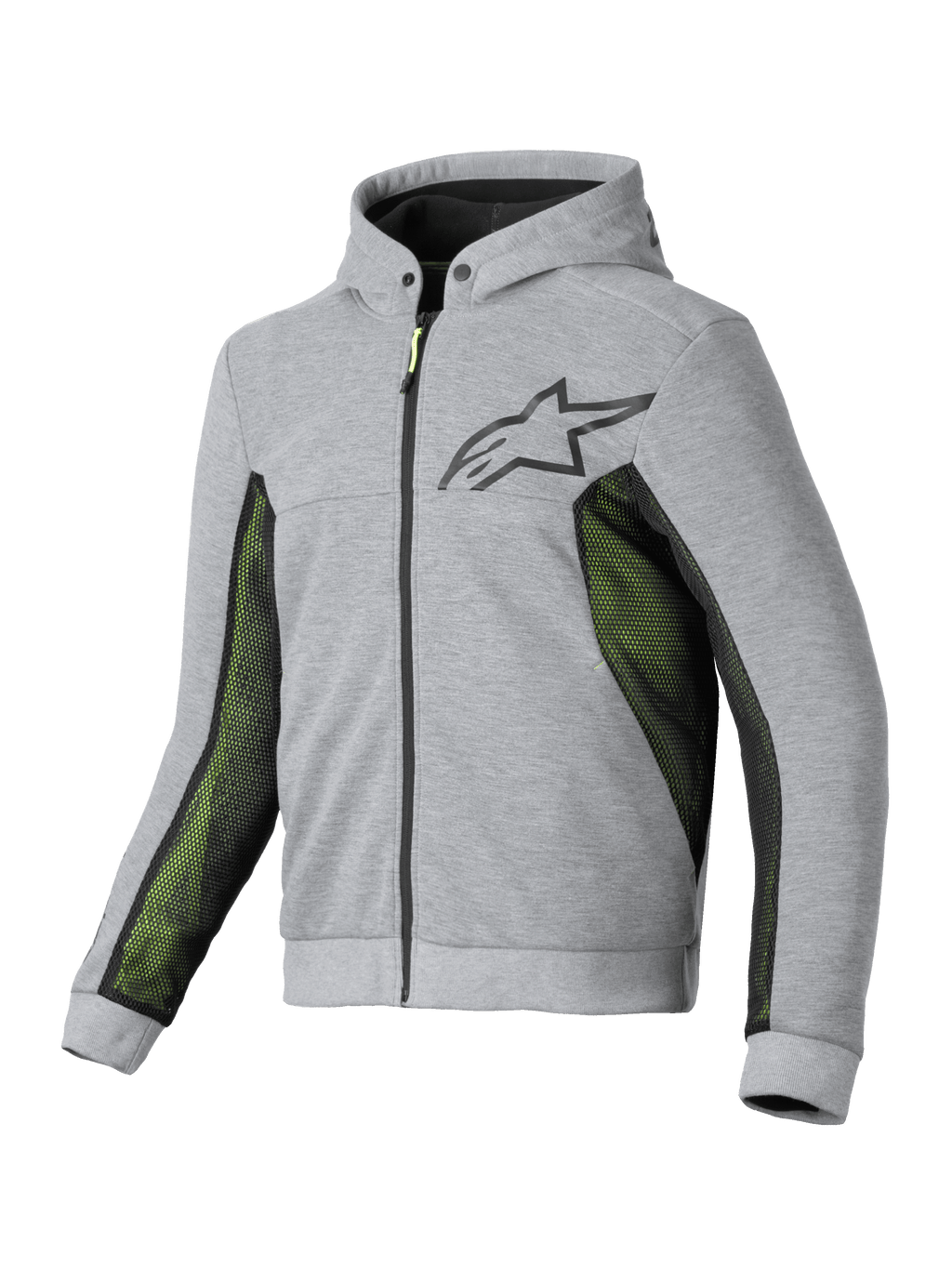 Alpinestars Chrome Air Sport Hoodie met capuchon, grijs en zwart, heren motorjas met ventilatie en CE-gecertificeerde bescherming