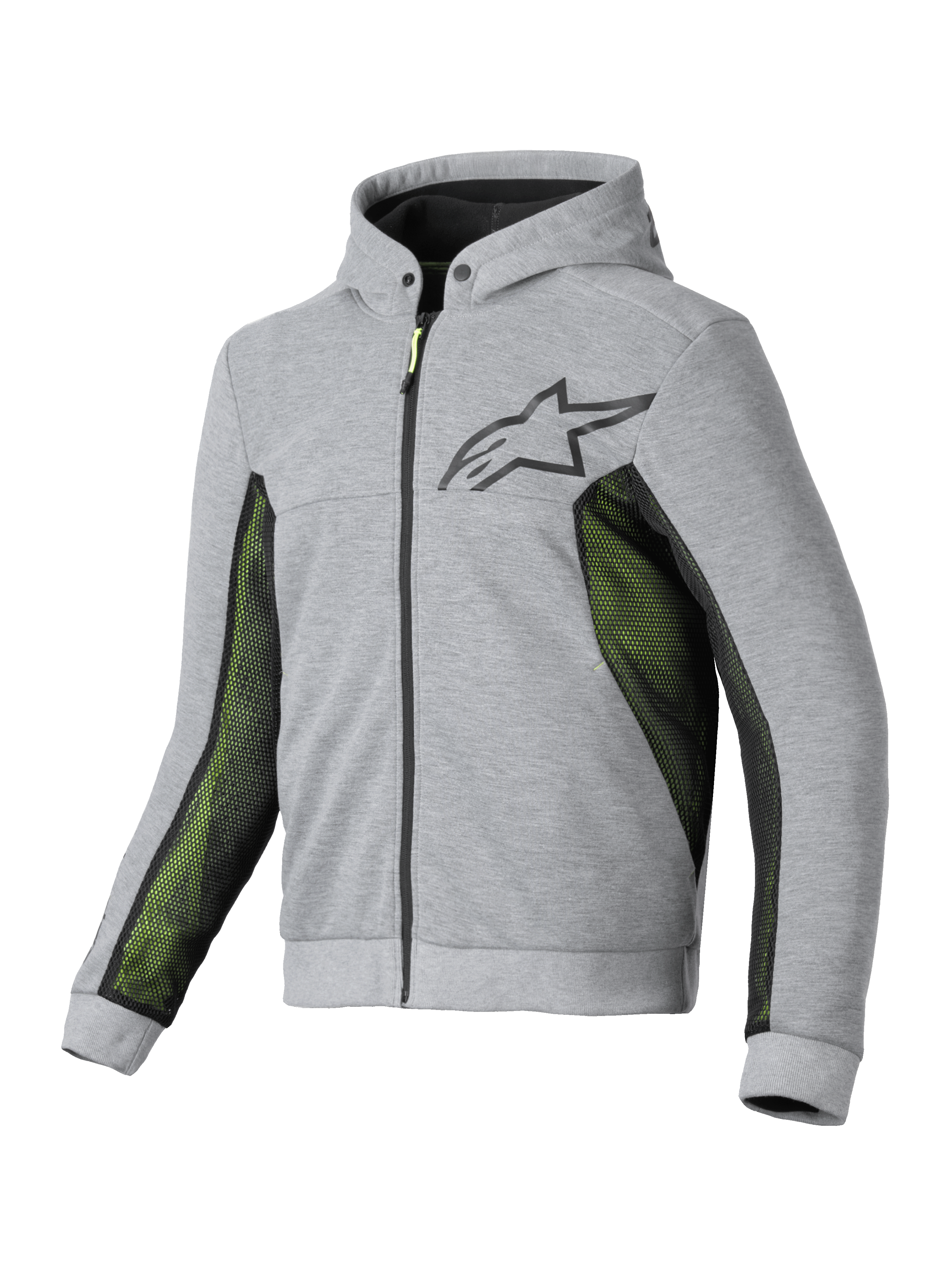 Alpinestars Chrome Air Sport Hoodie met capuchon, grijs en zwart, heren motorjas met ventilatie en CE-gecertificeerde bescherming
