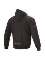 Alpinestars Sektor Tech V2 Hoodie, urban motorjas, heren, zwart, windbestendige shell met 3D-schouderinzetstukken en reflecterende details, achteraanzicht