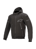 Alpinestars Sektor Tech V2 hoodie, zwarte heren-motorjas voor urban road, CE-gecertificeerd met een windbestendige schaal.