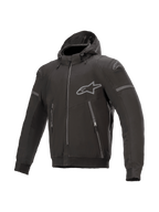 Alpinestars Sektor Tech V2 hoodie, zwarte heren-motorjas voor urban road, CE-gecertificeerd met een windbestendige schaal.