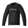 Alpinestars Legit Crew Fleece, urban motorjas, zwart en Cool Gray, pullover met ronde hals en metallic logo op de borst, zijritsen, geribbelde manchetten en zoom, casual motorkleding