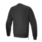 Alpinestars FQ20 Legit Crew Fleece, Motorcycle Riding Fleece, Black, Back View, featuring a ribbed waistband with side zippers and a casual urban design