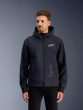 Alpinestars Radium Tech Hoodie, black men's windproof urban motorcycle jacket with a lightweight 3L tech shell.