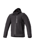 Alpinestars Neo Waterdichte Hoodie, zwarte heren-motorjas voor urban rijden, waterdicht softshell, Tech-Air Ready.