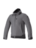 Alpinestars Neo waterdichte hoodie, grijze en zwarte herenmotorjas voor urban gebruik, winddicht textiel, Tech-Air® Ready.