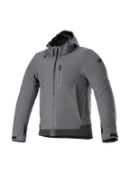 Alpinestars Neo waterdichte hoodie, grijze en zwarte herenmotorjas voor urban gebruik, winddicht textiel, Tech-Air® Ready.