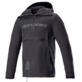 Alpinestars Sherpa Hoodie, Black Reflex motoranorak jas, halve rits met logo op de borst, grote voorzak met rits, technische softshell-stof, sportief urban design