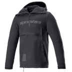 Alpinestars Sherpa Hoodie, Black Reflex motoranorak jas, halve rits met logo op de borst, grote voorzak met rits, technische softshell-stof, sportief urban design