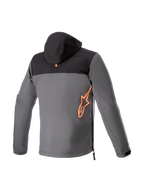 Alpinestars Sherpa jas met capuchon, heren urban motorjas in zwart en grijs, rood fluo logo, Tech-Air Ready.