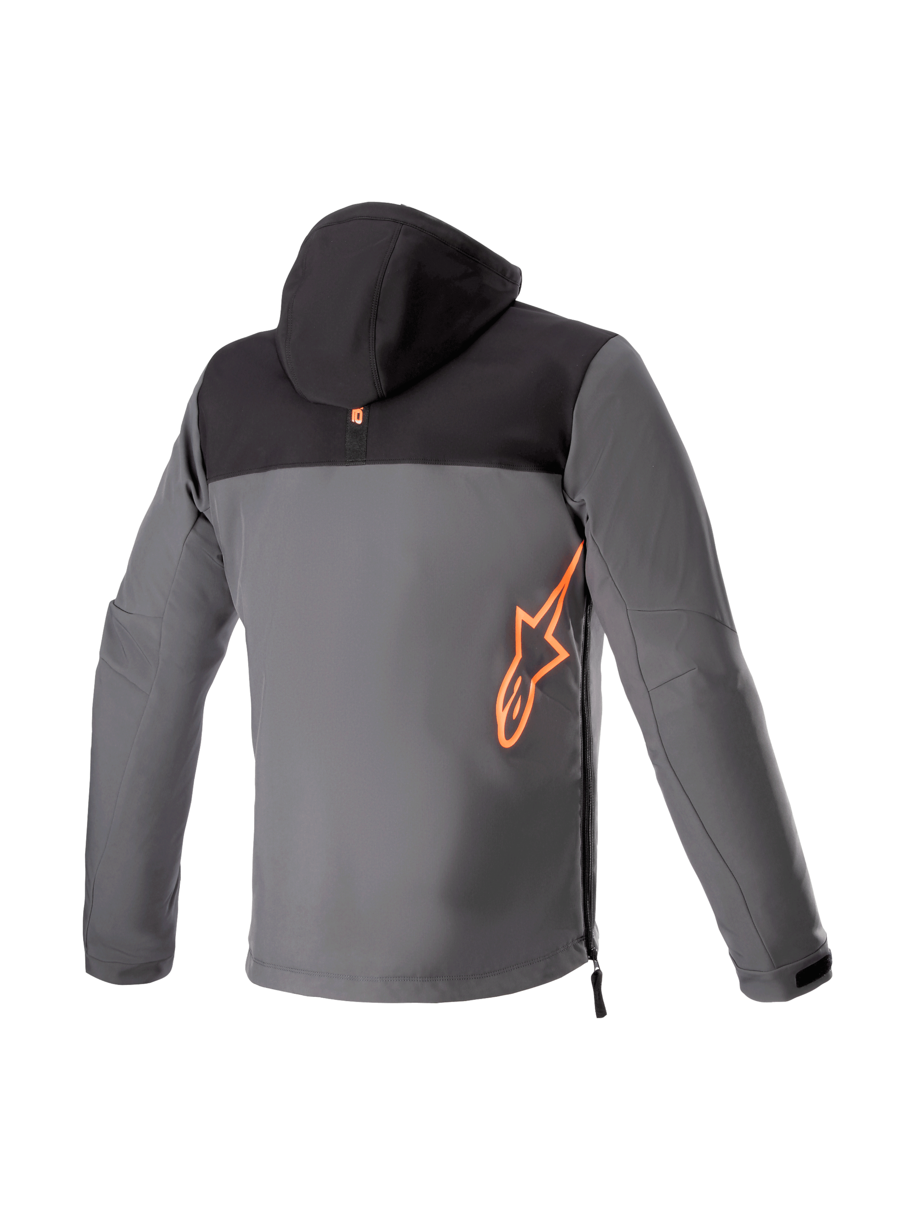 Alpinestars Sherpa jas met capuchon, heren urban motorjas in zwart en grijs, rood fluo logo, Tech-Air Ready.