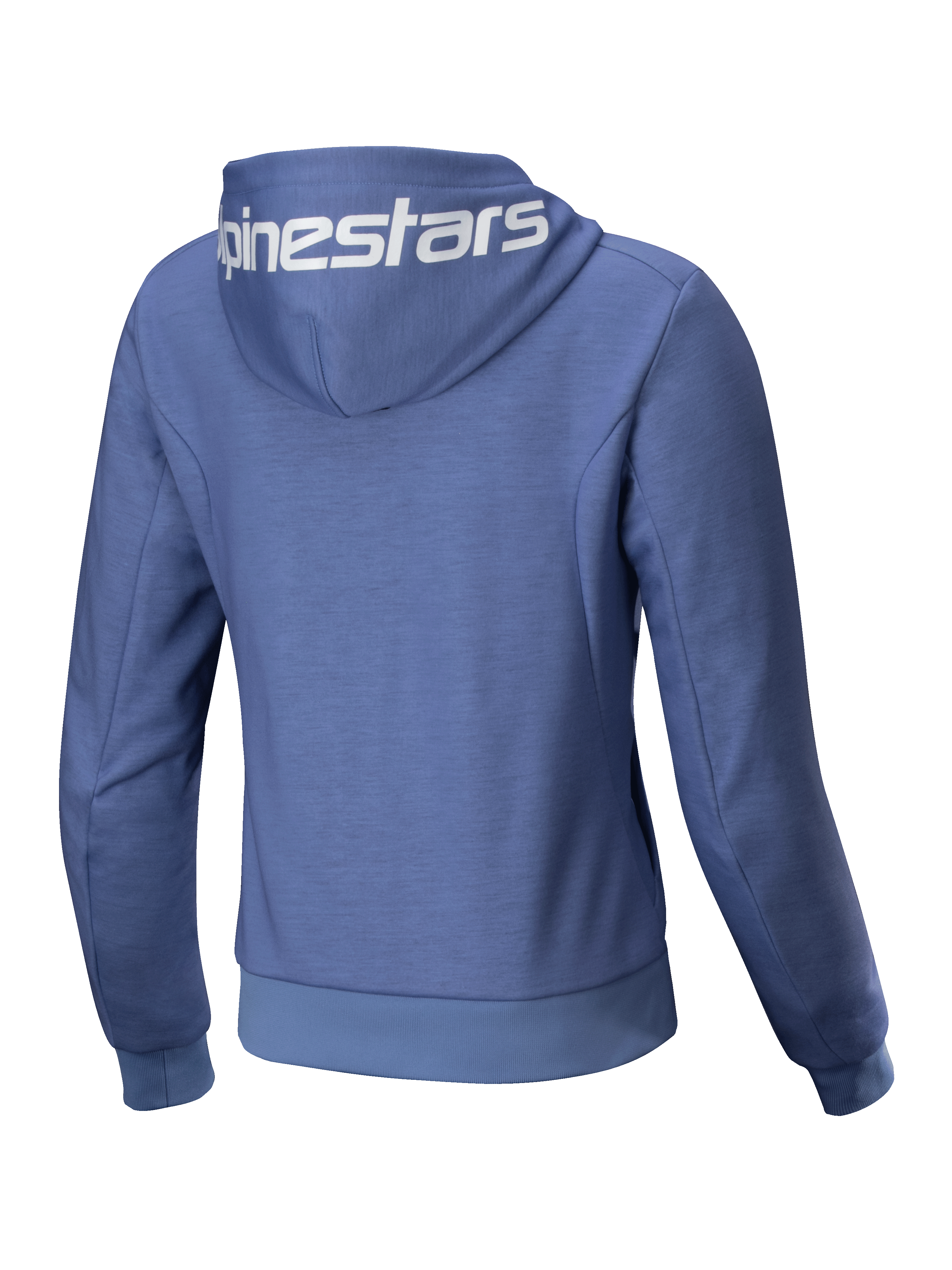 Alpinestars Stella Chrome V2 Sport Hoodie, blauwe dames motorjas van tech fleece met wit logo op de capuchon.
