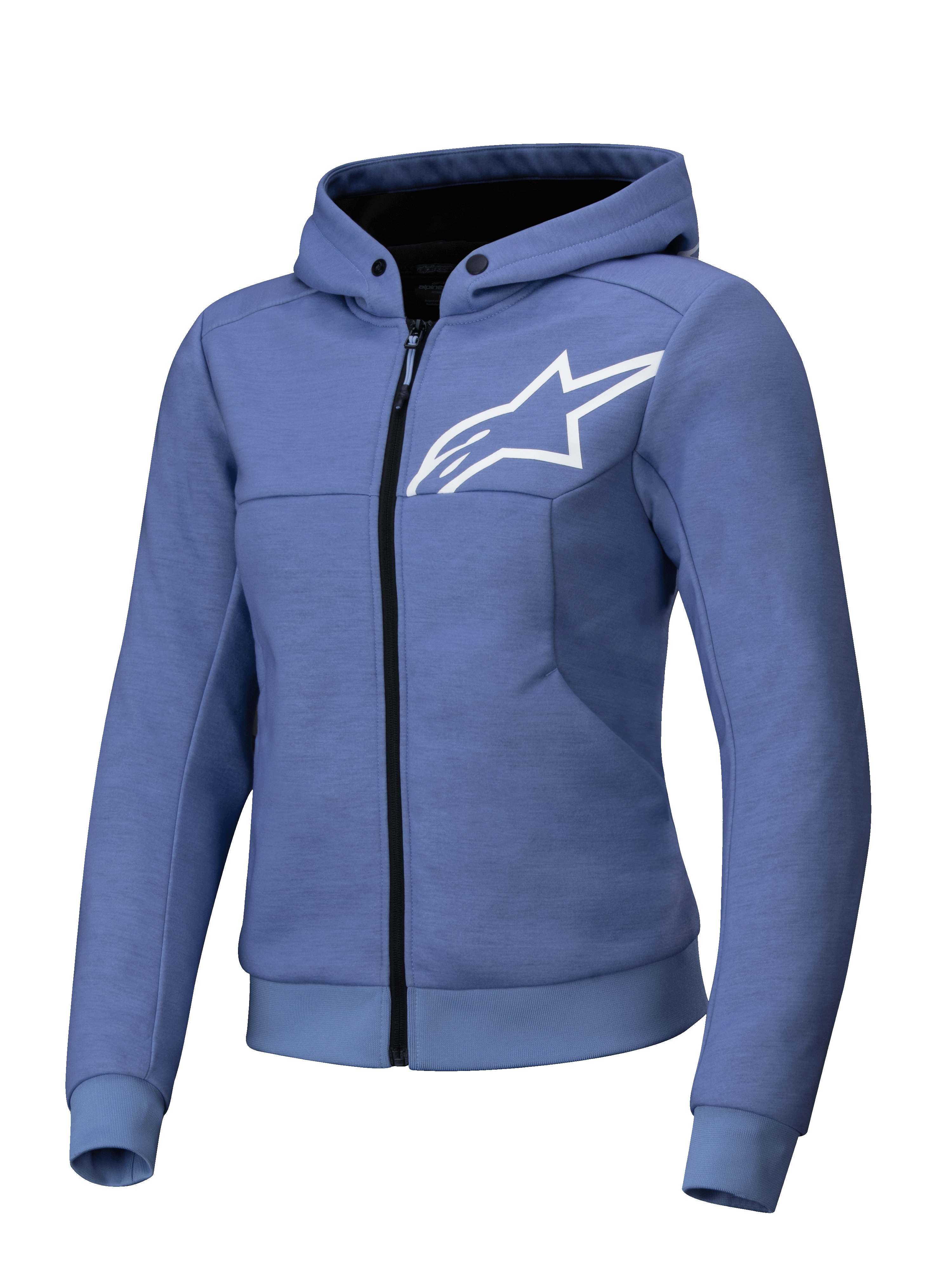 Alpinestars Stella Chrome V2 Sport Hoodie, dames motorjas, blauw en wit, tech fleece, CE-gecertificeerd Klasse A.
