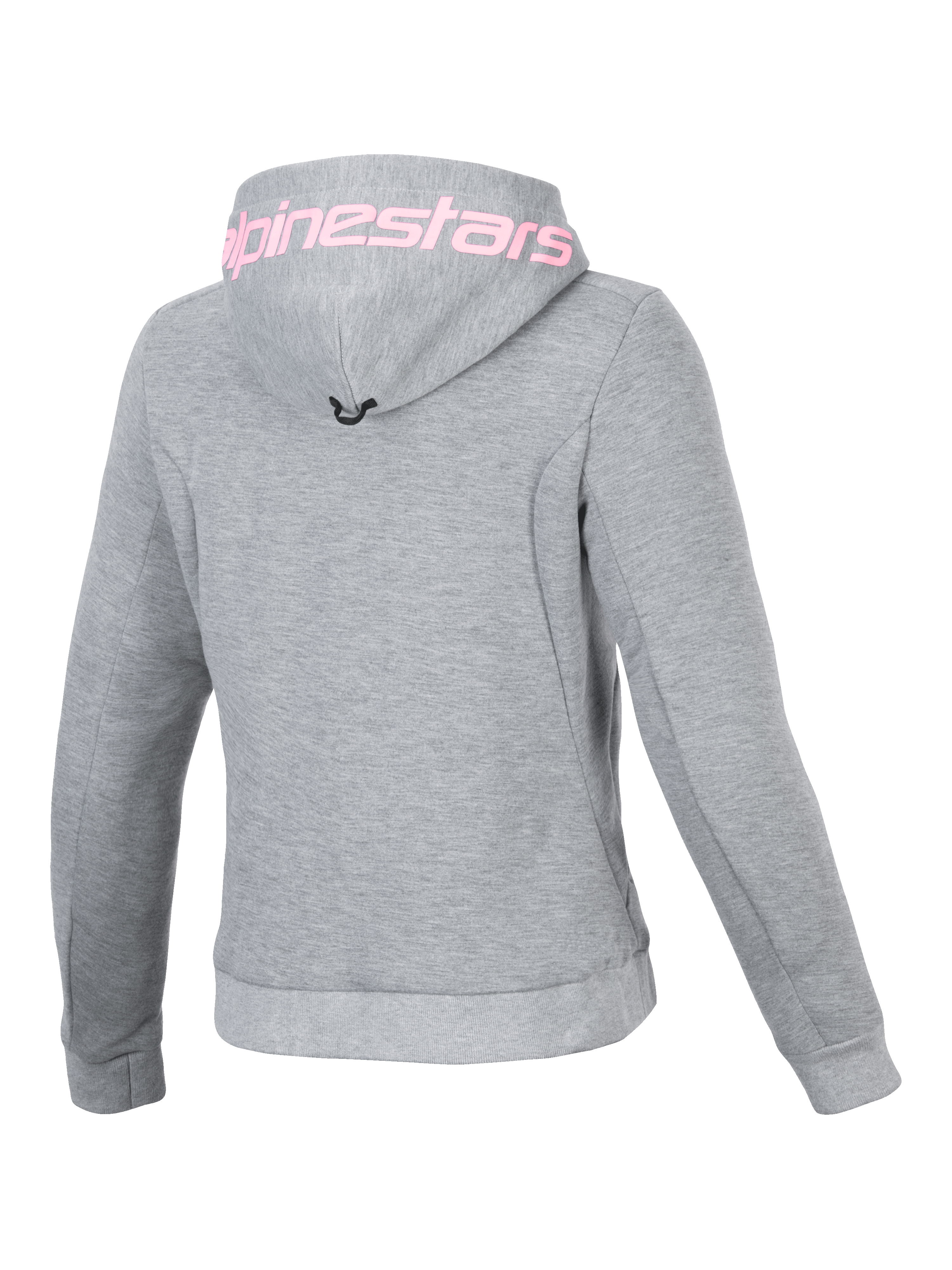 Alpinestars Stella Chrome V2 Sport Hoodie, women's urban motorcycle gear in gray heather and pink fluo, tech fleece.