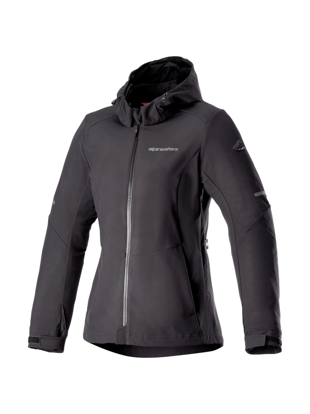 Alpinestars Stella Neo Waterdichte Hoodie, dames motorjas voor urban road, zwart, waterdichte en winddichte stretch softshell, voorzien van Nucleon Flex Plus protectoren en Tech-Air® Ready, CE-gecertificeerd.