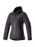 Alpinestars Stella Neo Waterdichte Hoodie, dames motorjas voor urban road, zwart, waterdichte en winddichte stretch softshell, voorzien van Nucleon Flex Plus protectoren en Tech-Air® Ready, CE-gecertificeerd.