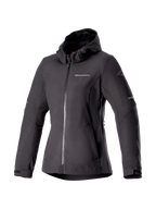 Alpinestars Stella Neo Waterdichte Hoodie, dames motorjas voor urban road, zwart, waterdichte en winddichte stretch softshell, voorzien van Nucleon Flex Plus protectoren en Tech-Air® Ready, CE-gecertificeerd.