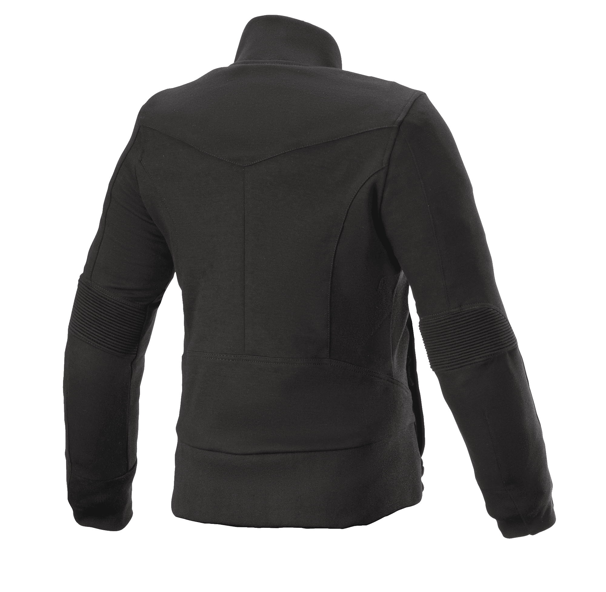 Alpinestars Banshee Fleece voor dames, motorjas voor dames, zwart, achteraanzicht, casual fleececonstructie met geribbelde elleboogpanelen en onderzoom, anatomisch geprofileerd ontwerp