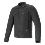 Alpinestars Garage Jacket, motorjas, Smoke Gray, stretch katoenen denim met lange mouwen en een op werkkleding geïnspireerd silhouet, voorzien van borstzakken en subtiele logo-patches, urban casual beschermende kleding