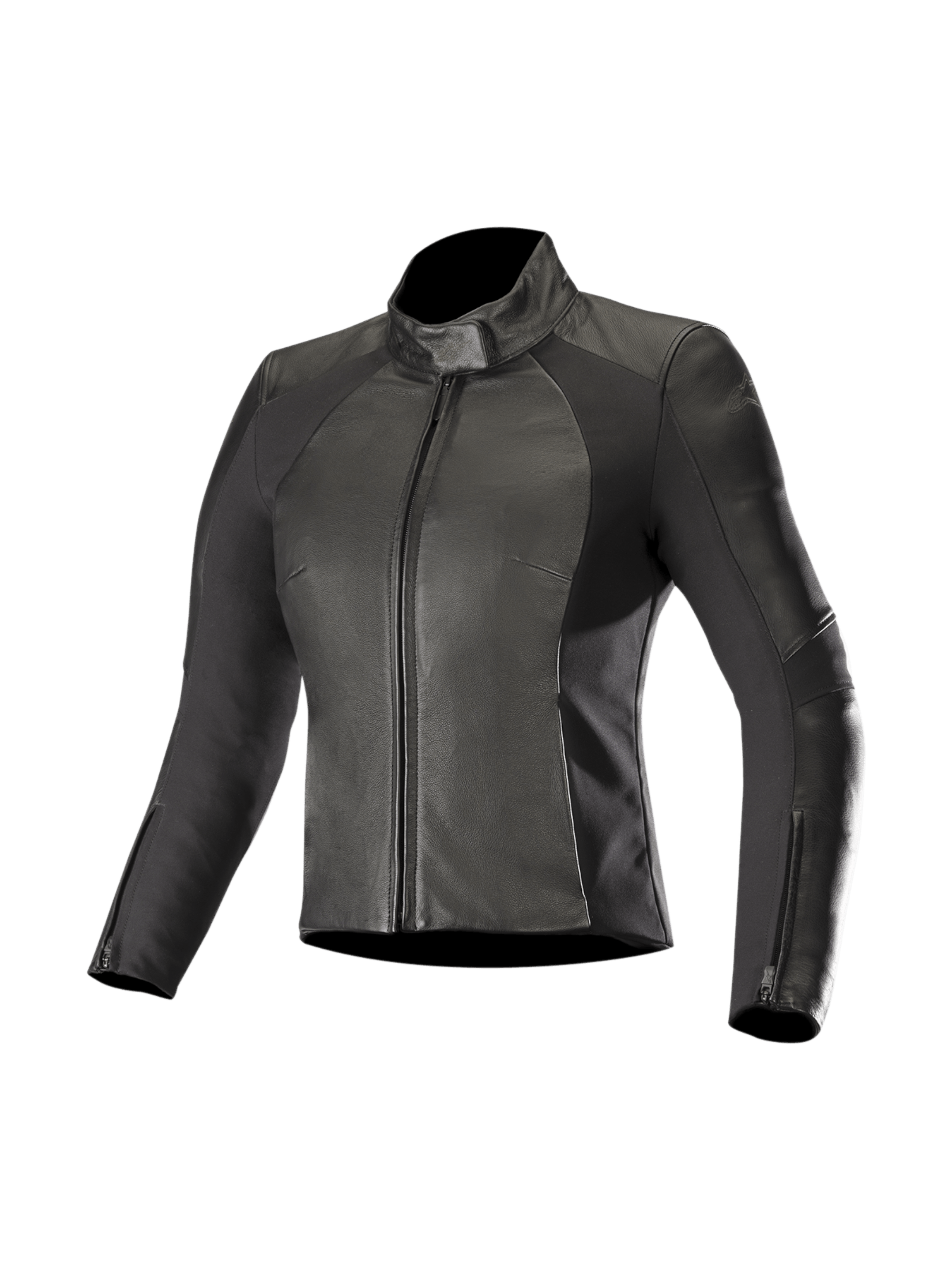 Alpinestars Stella Vika V2 Women's Motorcycle Leather Jacket in black with aramid stretch panels and CE-certified armor.