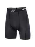 Alpinestars MX Boxer, motorcross base layer shorts, zwart, mid-thigh lengte, elastische tailleband met merknaam en wit sterlogo, atletische pasvorm met verticale naden