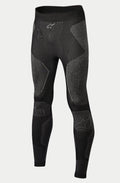 Alpinestars Ride Tech Bottom Winter, motor onderkleding broek, zwart en grijs, voorzien van gebreide panelen met dubbele dichtheid en textuurpatronen, naadloze constructie, Alpinestars-logo's op de tailleband en de schenen, ontworpen voor rijden in koude weersomstandigheden