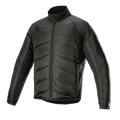 Alpinestars AMT Thermal Liner, zwarte thermische tussenlaag jas, met gequilte diagonale vulling en ripstop-stof, hoge kraag, volledige ritssluiting aan de voorzijde, lichtgewicht isolatie voor motor adventure touring