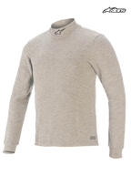 Alpinestars Race V3 technische layertop, heren autorace-basislaag met lange mouwen, grijs, CE-gecertificeerd volgens FIA 8856-2018 met vlamwerende Lenzing FR constructie, vooraanzicht
