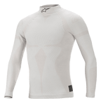 Alpinestars ZX Evo V2 Long Sleeve Top, White Gray, Flame-Resistant Auto Racing Base Layer, High Collar with Black Astars Logo, Seamless Construction with Jacquard Motif, Lightweight and Fitted Performance Underwear