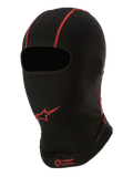 Alpinestars KX V2 bivakmuts, zomerse onderhelm basislaag, zwart met rode stiksels, rood Alpinestars sterlogo en "KEEP COOL"-tekst, dunne ademende stof voor karting en motorsport