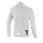 Alpinestars Race V3 top met lange mouwen, autosport basislaag, wit, achteraanzicht met FIA 8856-2018 homologatielabels op de onderrug, zacht getextureerd vlamvertragend materiaal voor bescherming in de motorsport