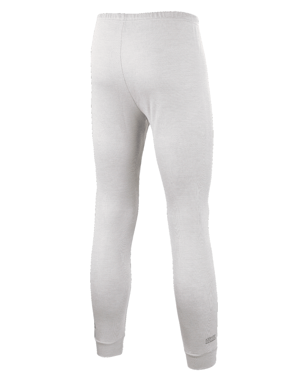 Alpinestars Race V3 Bottom, race-onderstuk voor de autosport, wit, achteraanzicht met getextureerde vlamvertragende stof, elastische tailleband en geribbelde enkelmanchetten, ontworpen voor professioneel gebruik in de autosport