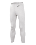 Alpinestars Race V3 Bottom, auto racing basislaag broek, wit, getextureerd vlamvertragend materiaal, zwart A-star logo op de heup, geribbelde enkelmanchetten en tailleband, lichtgewicht technische onderlaag