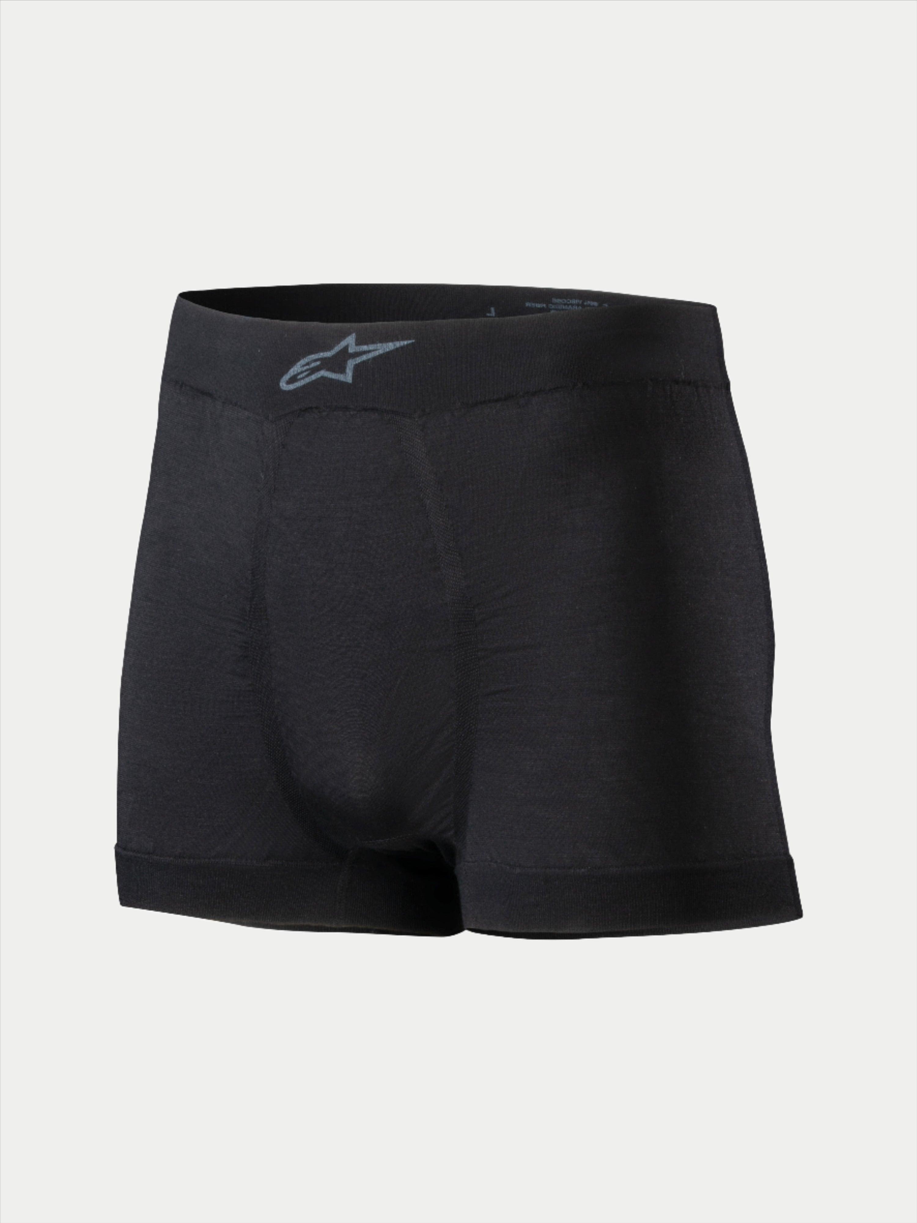 Alpinestars TECH ZX Boxer, auto racing ondergoed basislaag, zwart, voorzien van een grijs Alpinestars-logo op de tailleband, lichtgewicht vlamvertragende stof, FIA 8856-2018 gecertificeerde motorsportkleding
