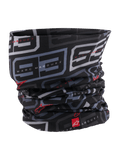 Alpinestars MM93 nekwarmer, motor-nekwarmer, zwart antraciet en felrood, met een herhalend grijs '93'-patroon en Marc Marquez-branding, rode Alpinestars-logo's, lichtgewicht zijdeachtige stof voor motorrijden op de weg in de lente en zomer